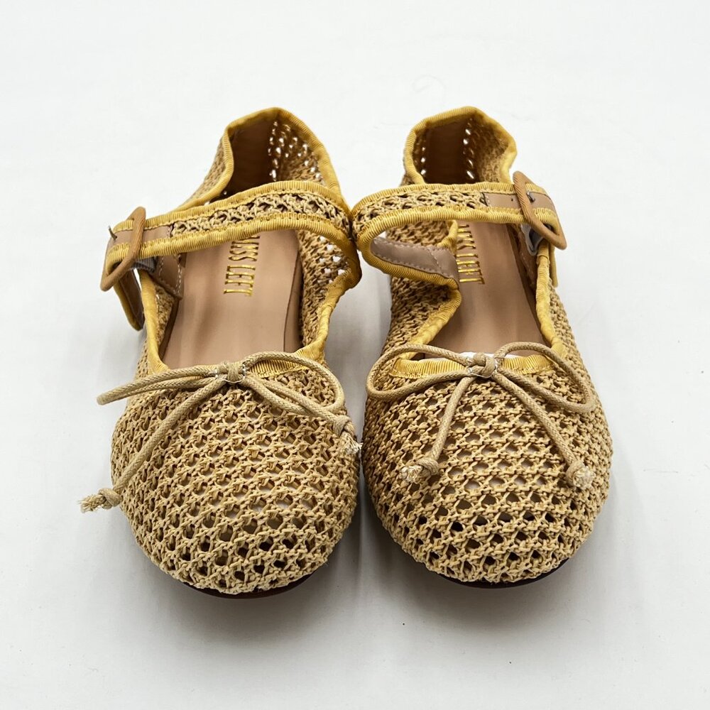 miss left Beige Cutout Bowknots Ankle Strap Mary Janes Classic Round Toe Shoes - Picture 3 of 6